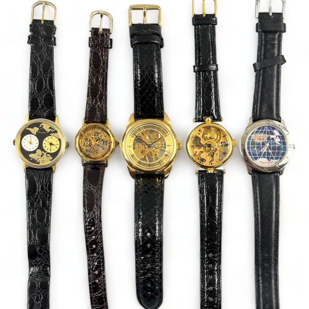 Group of 5 Skeleton / World Wristwatches