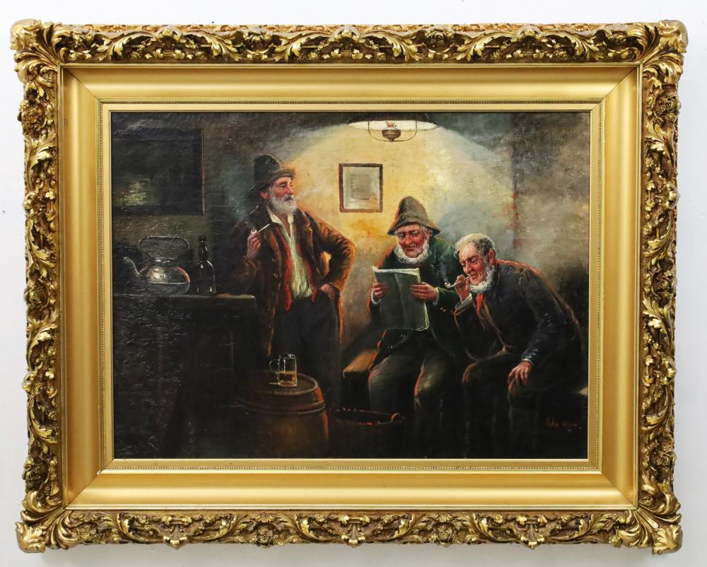 GERMAN SCHOOL OIL PTG, VILLAGE POLITICIANS,19TH C.