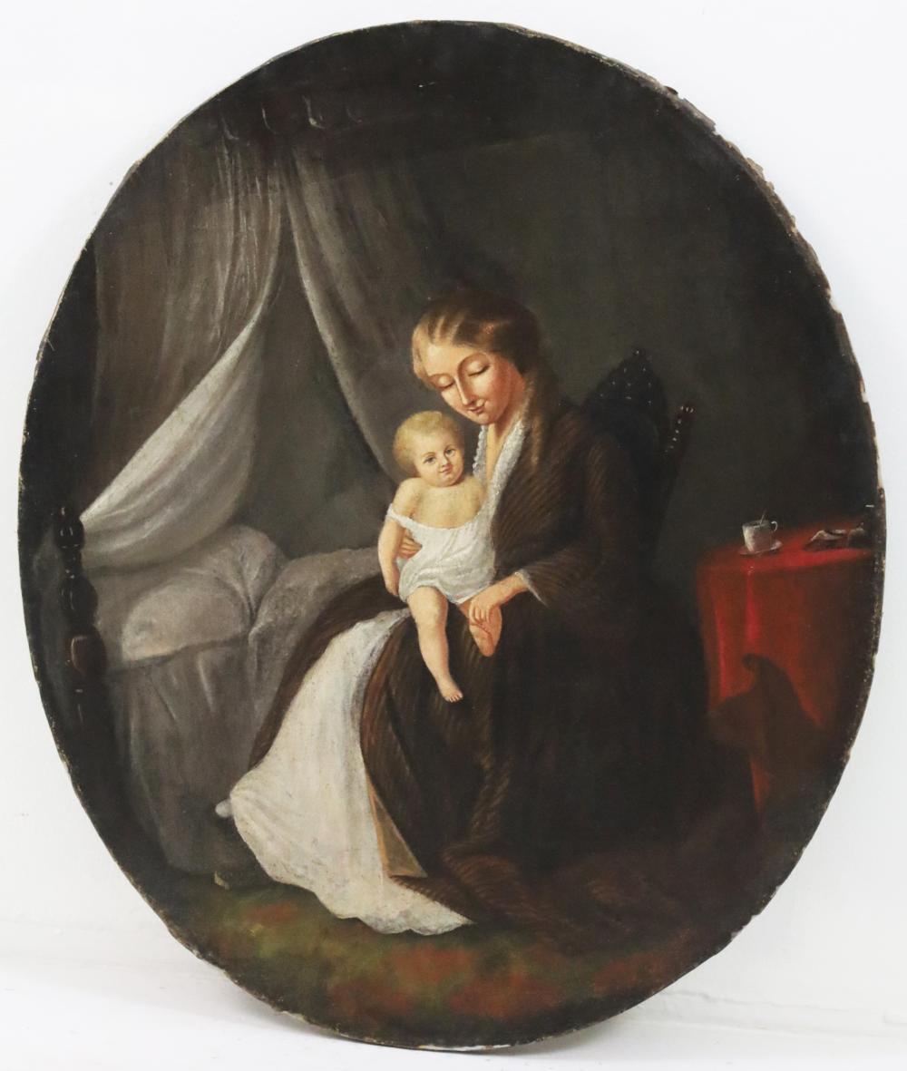 AMERICAN SCHOOL, MOTHER AND CHILD, 19TH C.