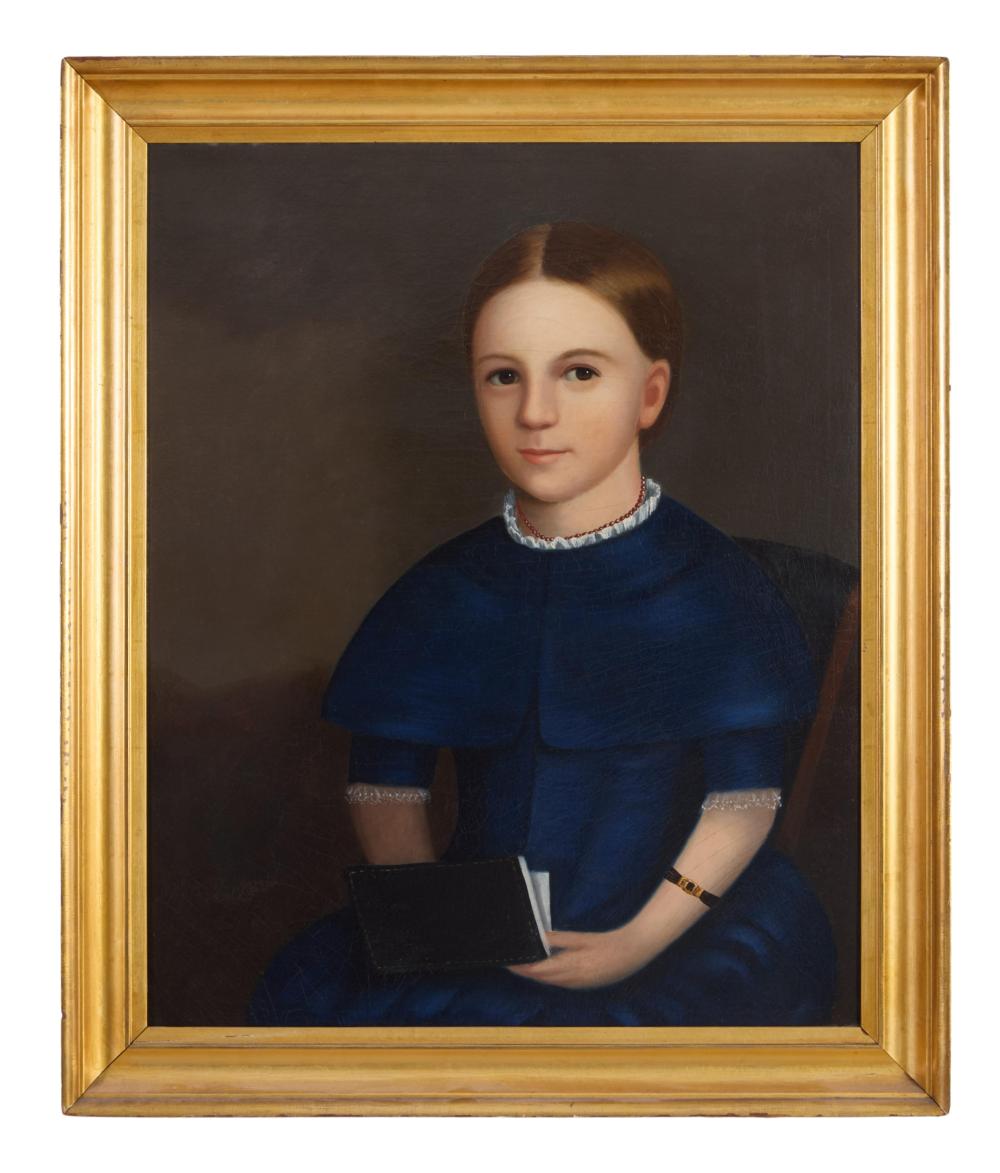 Southern School/New Orleans, "Portrait of a Young Woman," late 19th/early 20th c., H.- 27 in., W.- 22 in., Framed- H.- 31 in., W.- 26 1/4 in.
