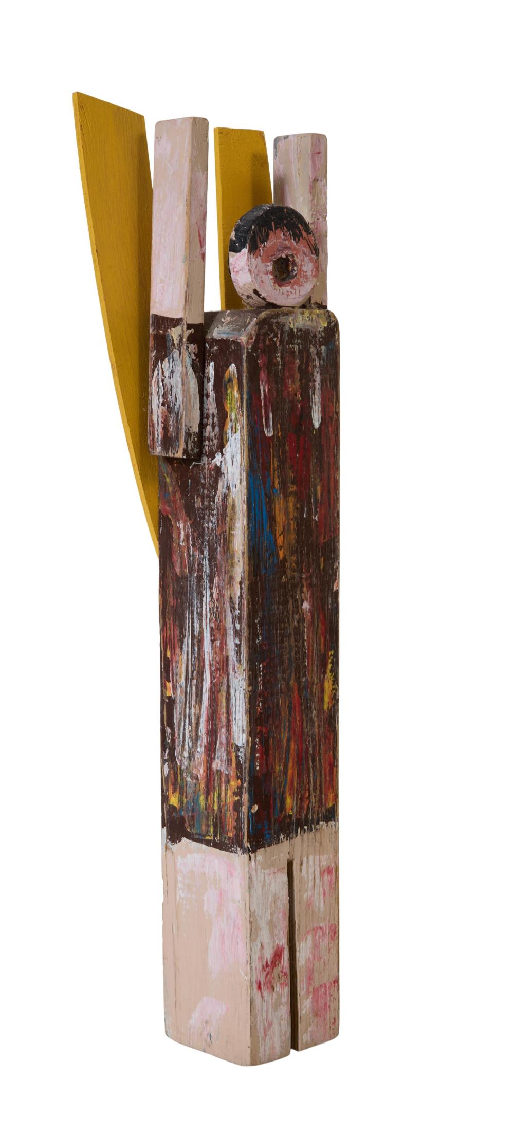 American Southern Outsider Art, "Angel Singing," 20th c., H.- 24 in., W.- 3 1/4 in., D.- 4 in.