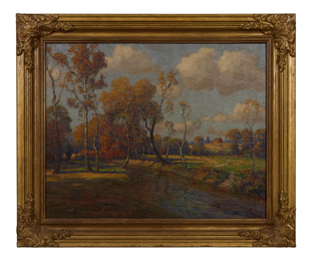 Benson Bond Moore (American/Washington, D.C./Florida, 1882-1974), "Autumn Along Rock Creek," H.- 16 in., W.- 20 in., Framed- H.- 20 1/2 in., W.- 24 1/2 in.