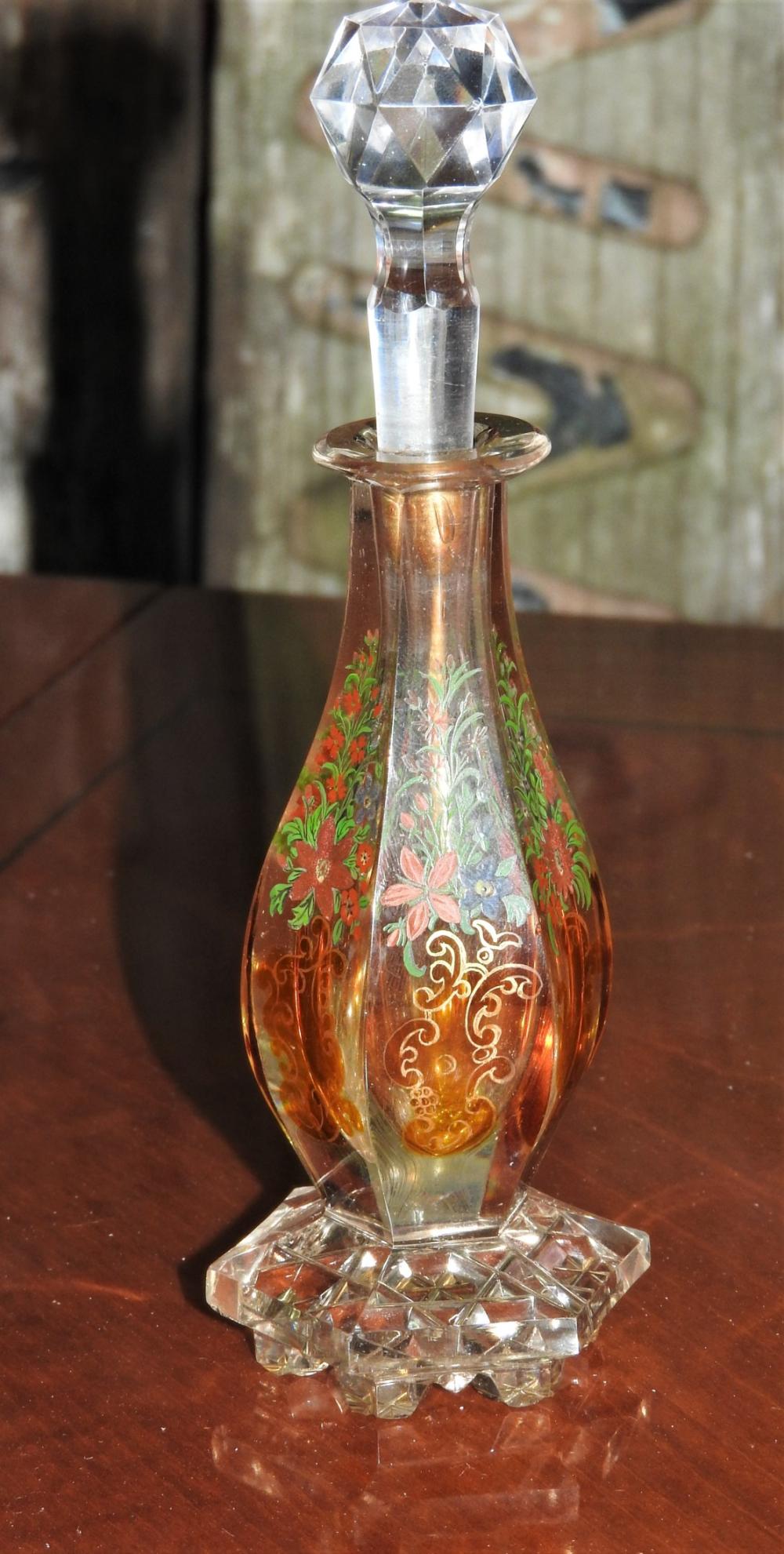 A Stunning Handpainted Crystal Scent Bottle