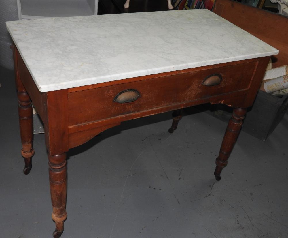 An English Marble Top Two Drawer Dresser