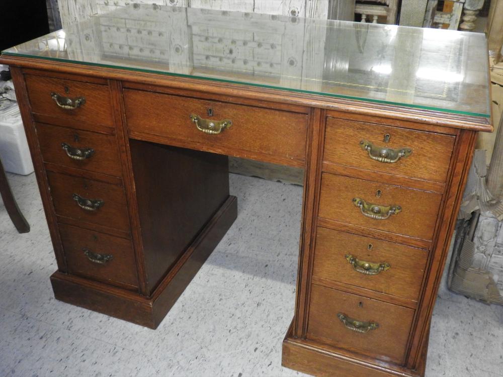 An English Oak Kneehole Desk, C1880