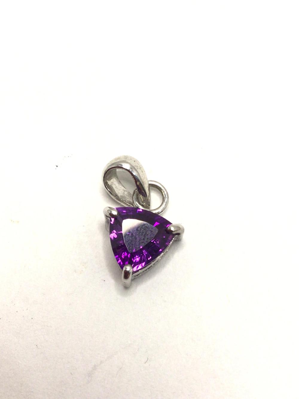 12K White Gold Amethyst Stone Charm