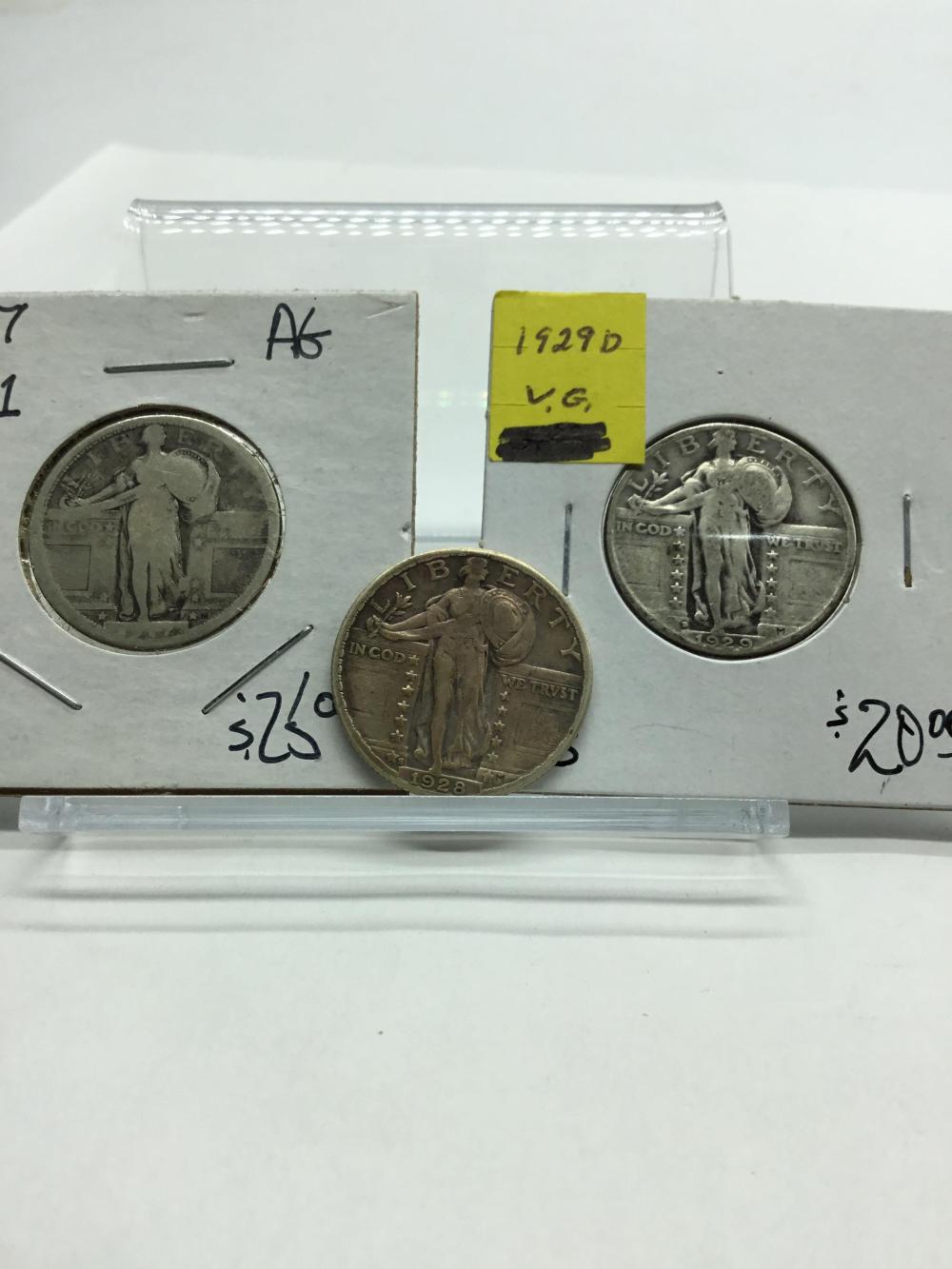 3 Standing Liberty Quarters