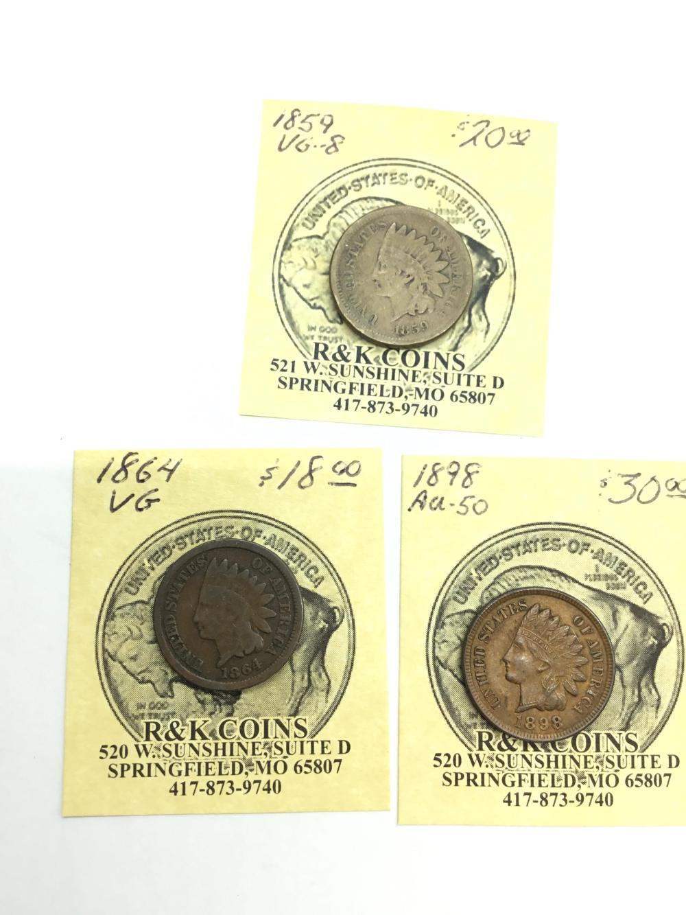 3 Indian Head Cent Coins