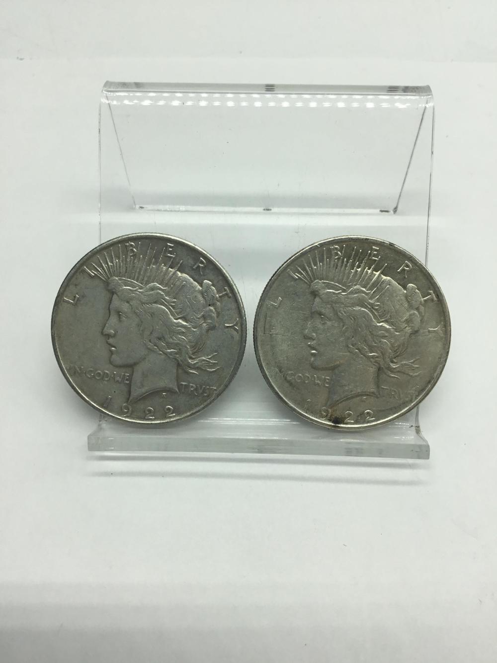 Two, 1922, peace silver dollar image