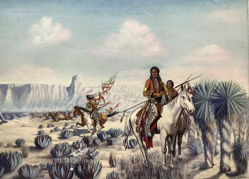 M.r. Case Signed Native American Oil On Canvas