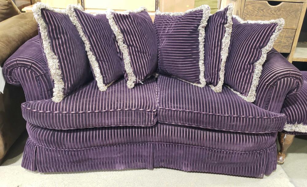 Contemporary Loveseat & Queen Anne Style Ottoman