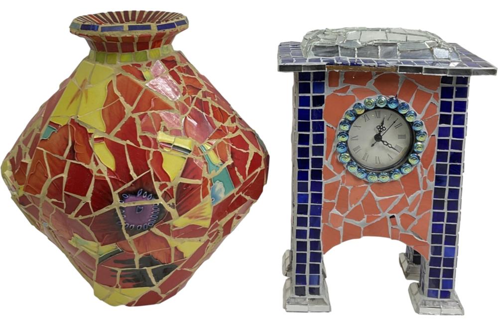 Picassette Glass Vase & Wood Quartz Clock