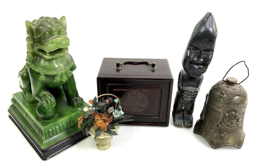 Asian Decor, Resin Foo Dog, Bell, Trinket Boxes