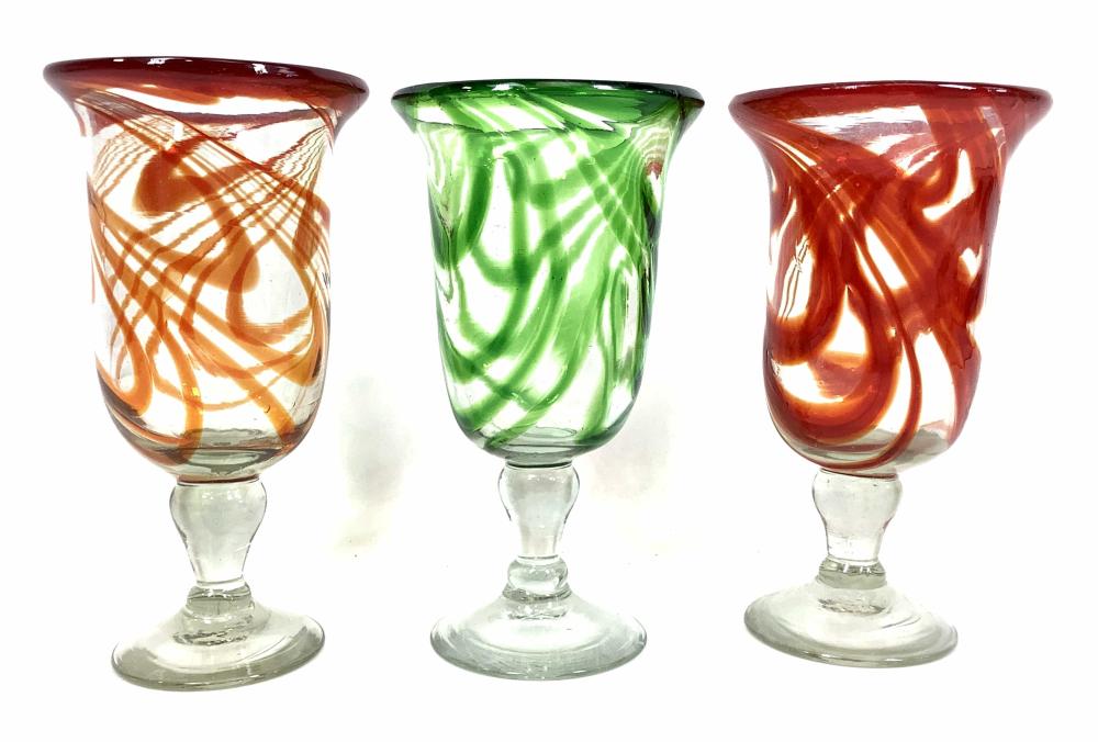 (16pc) Art Glass Color Swirl Stemware