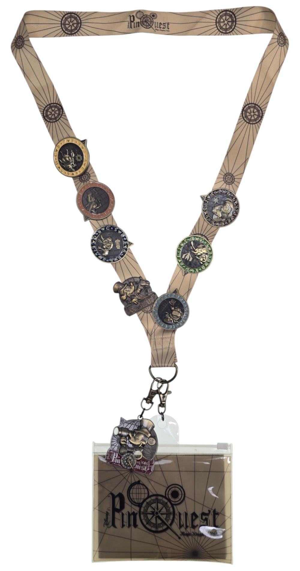 2016 Walt Disney World Pin Quest Lanyard w/ Pins