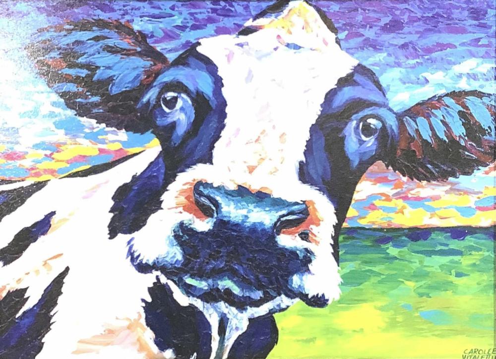 Carolee Vitaletti 'Pasture Cow' Giclee On Board