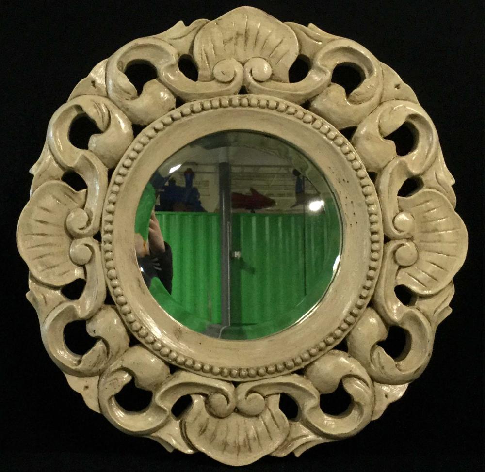 Baroque Style Beveled Round Wall Mirror