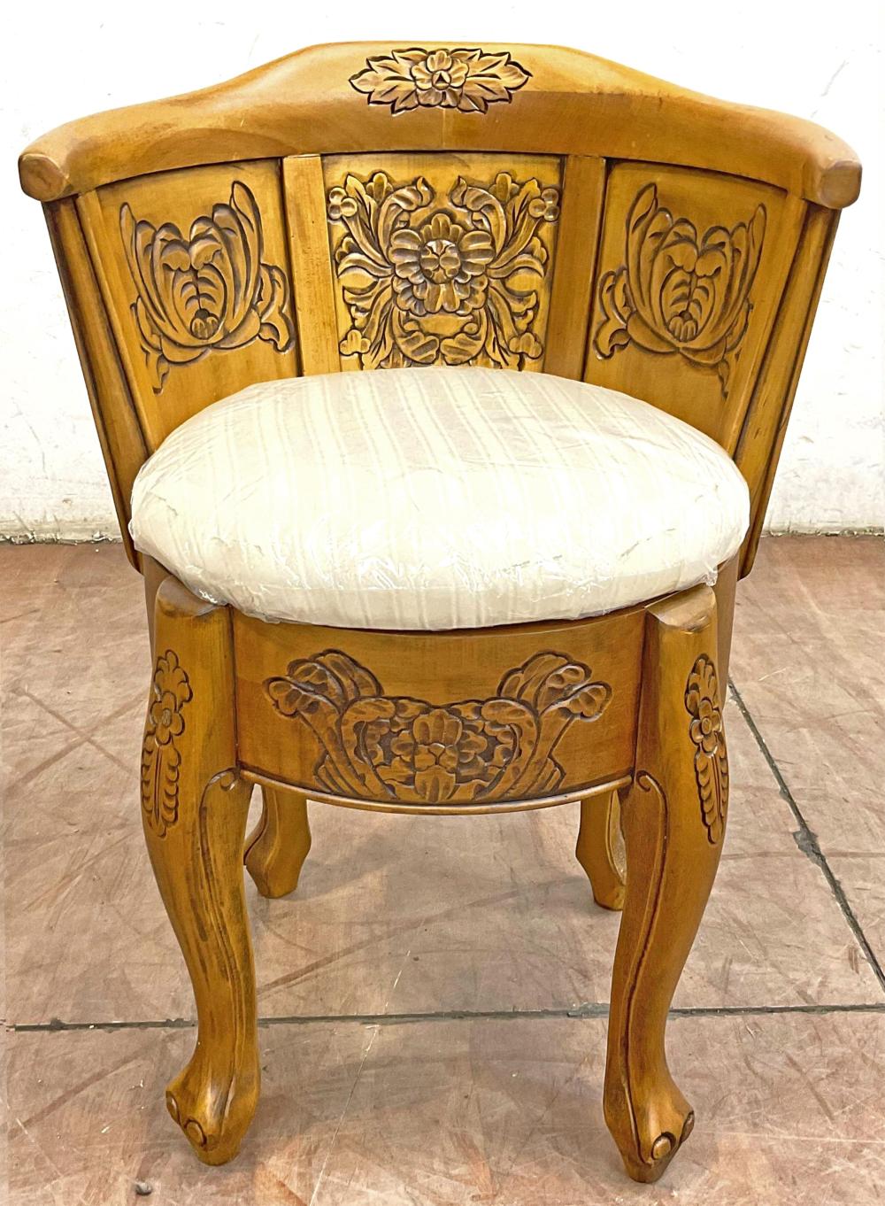 Victorian Eastlake Style Carved Barrel Chair