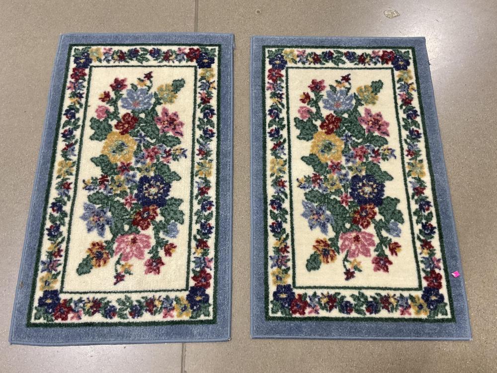 Pair Of Small Country Floral Rugs