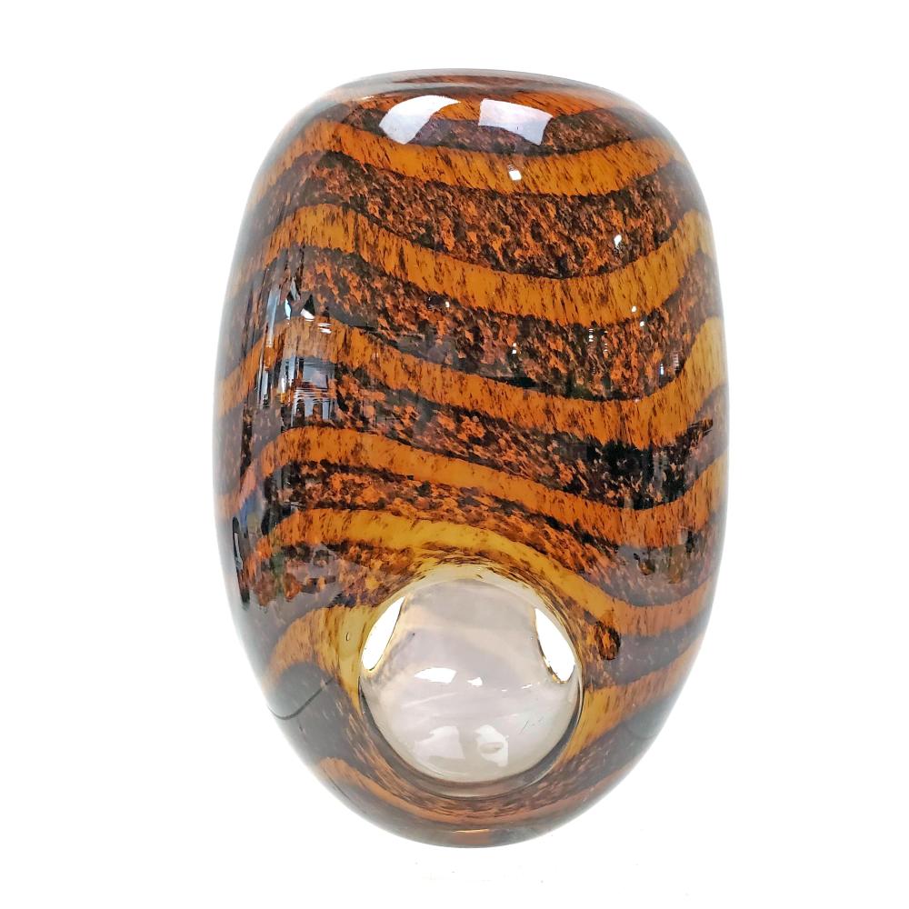 Vintage Rare Murano Tiger Stripe Art Glass Vase