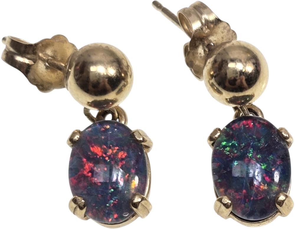 14K Yellow Gold & Opal Earr... image