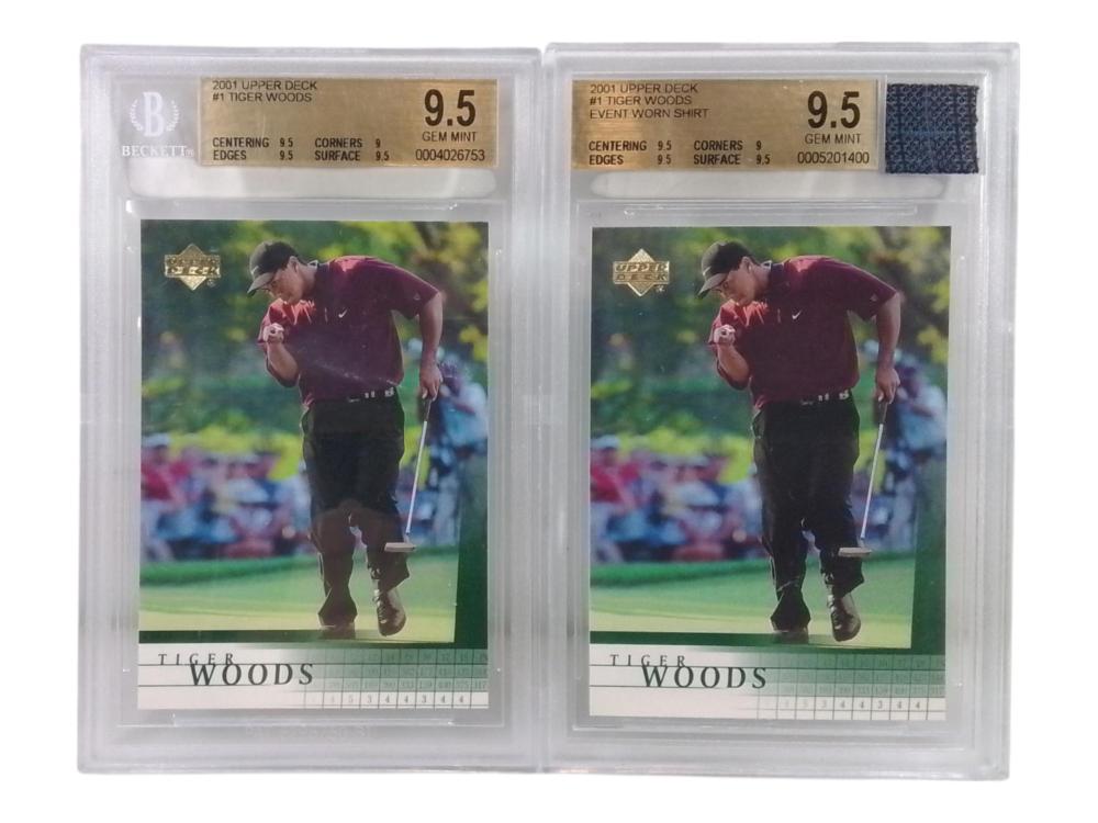 (2) Beckett, Upper Deck Golf Tiger Woods Cards