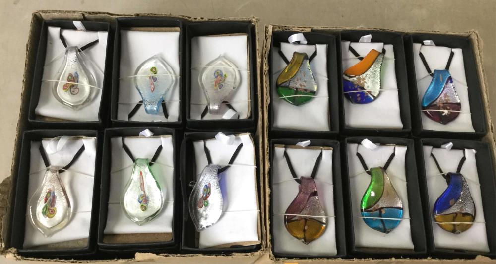 (48) Assorted Italian Dichroic Glass Pendants
