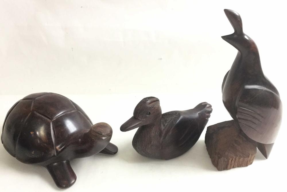(3) Carved Ironwood Animal Figures
