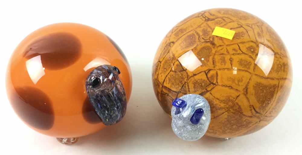 (2) Art Glass Turtle Figurines