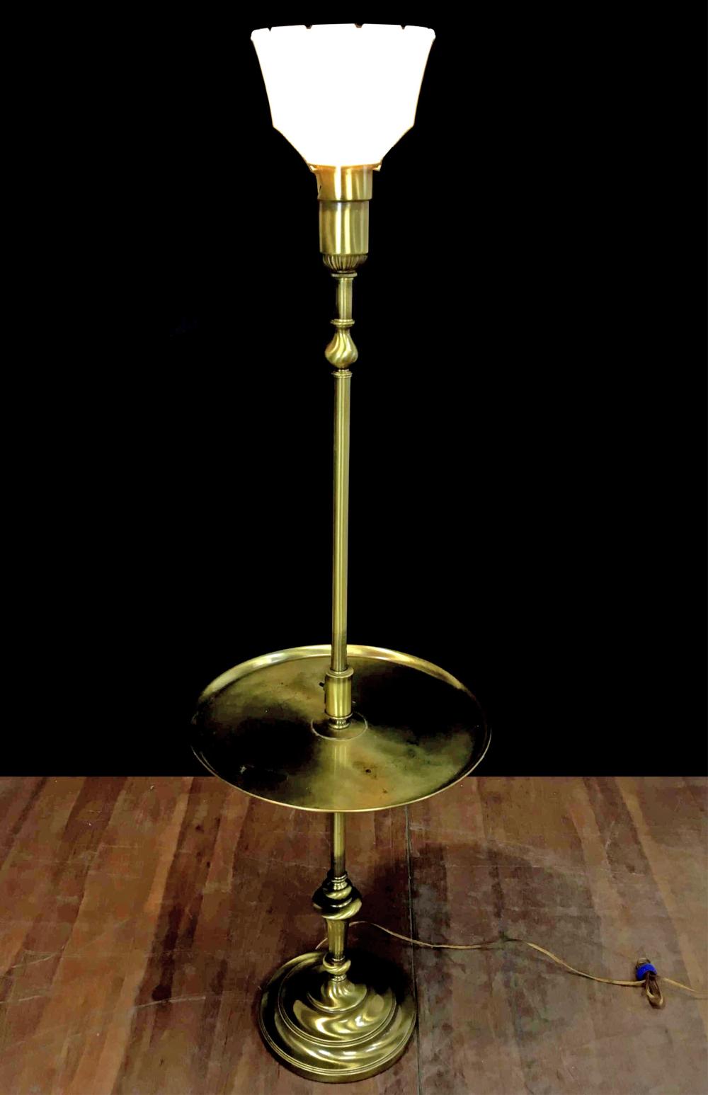 Traditional Brass Torchiere Table Floor Lamp Combo