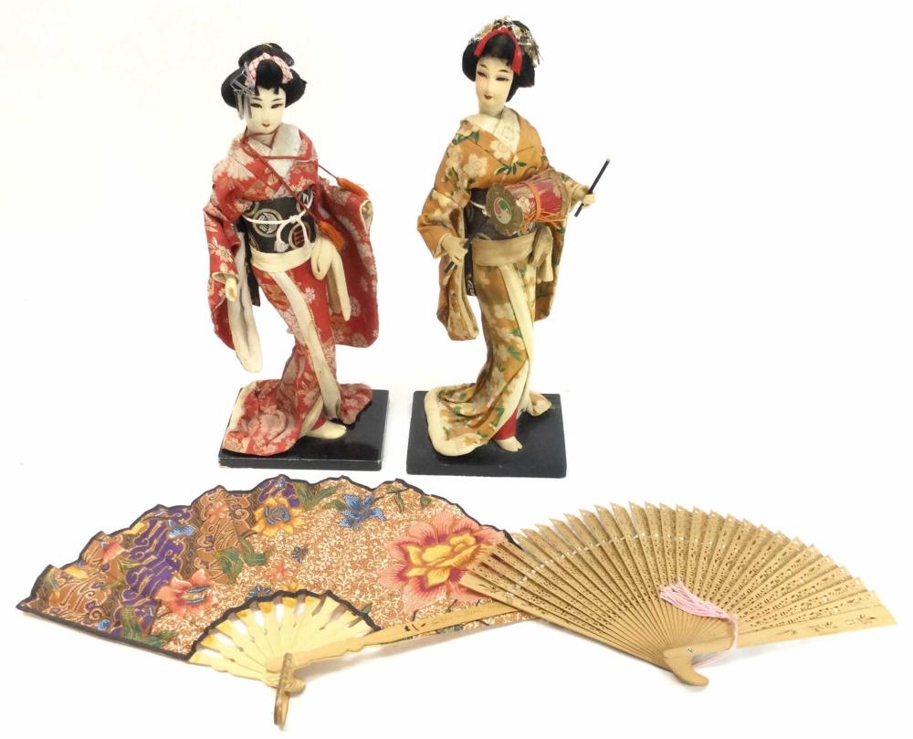 (2) 16in Geisha Dolls & Fans