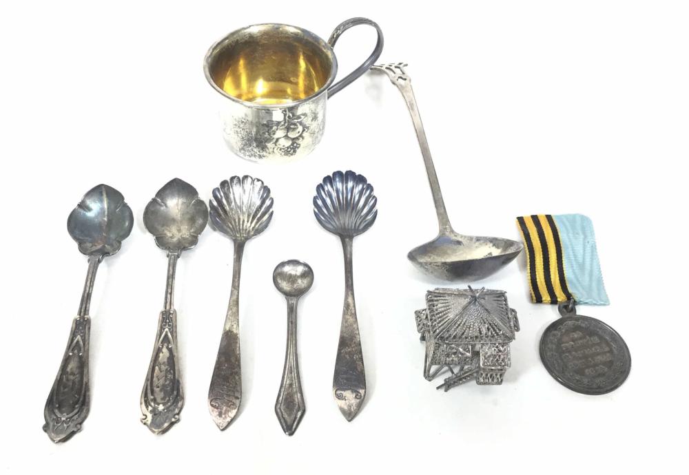 (9) 1814, Russian Military Medal, Sterling Spoons