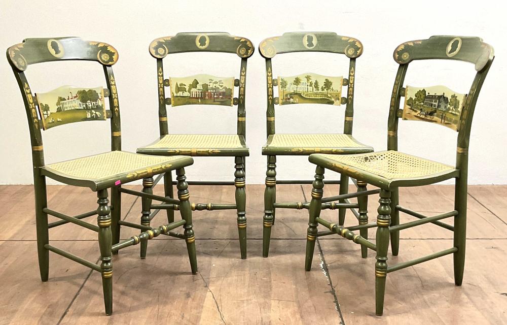 (4) Hitchcock Thomas Jefferson Monticello Limited Edition Painted Pair Chairs