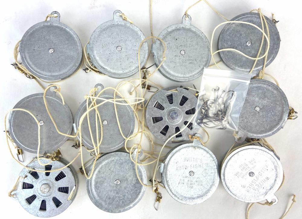 (12) Vintage Whites Auto Fisher Automatic Reels