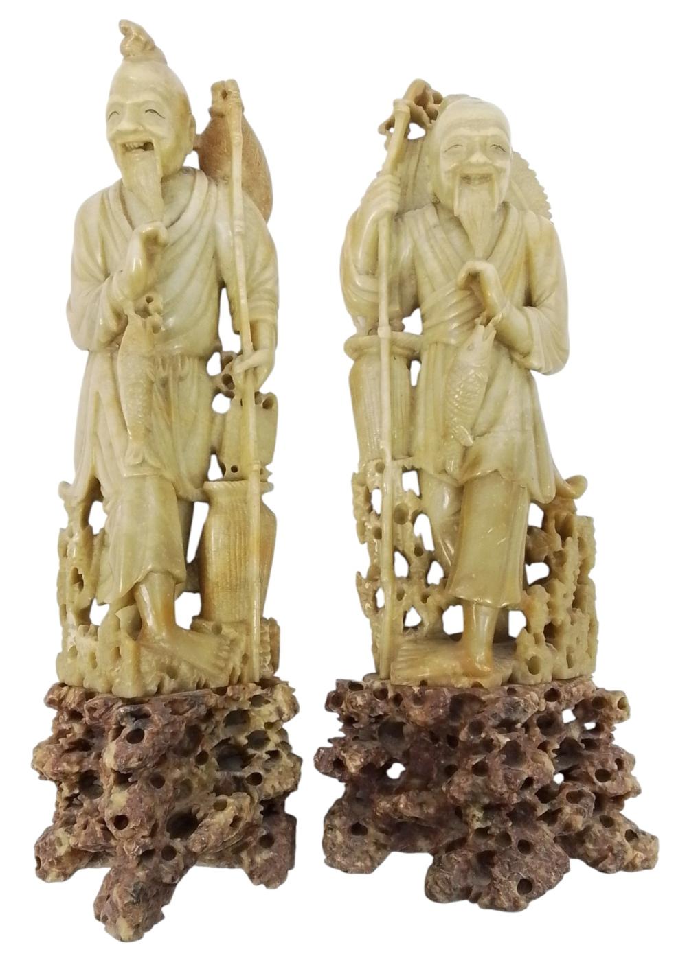 (2) Antique Chinese Carved Jade Figures