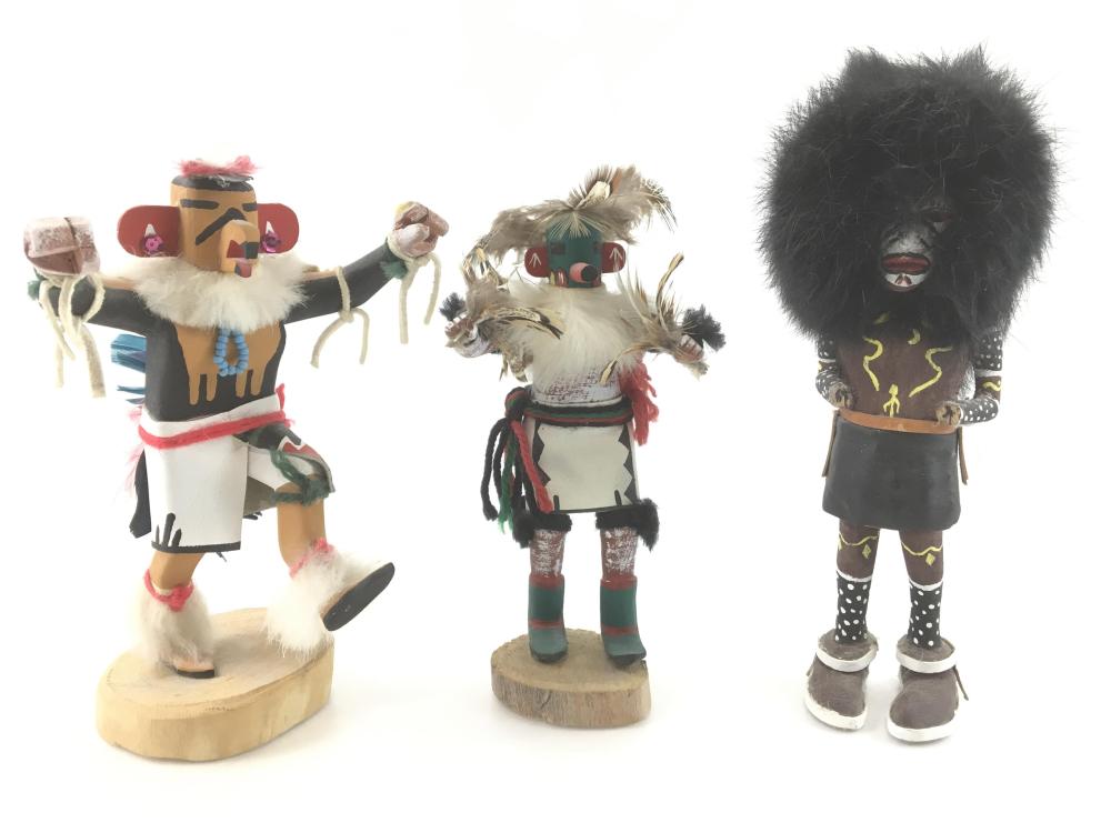 (3) Wood Carved Kachina Doll image