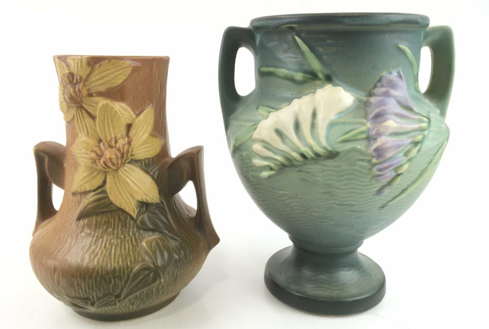 Vintage Roseville Pottery Freesia Blue Urn