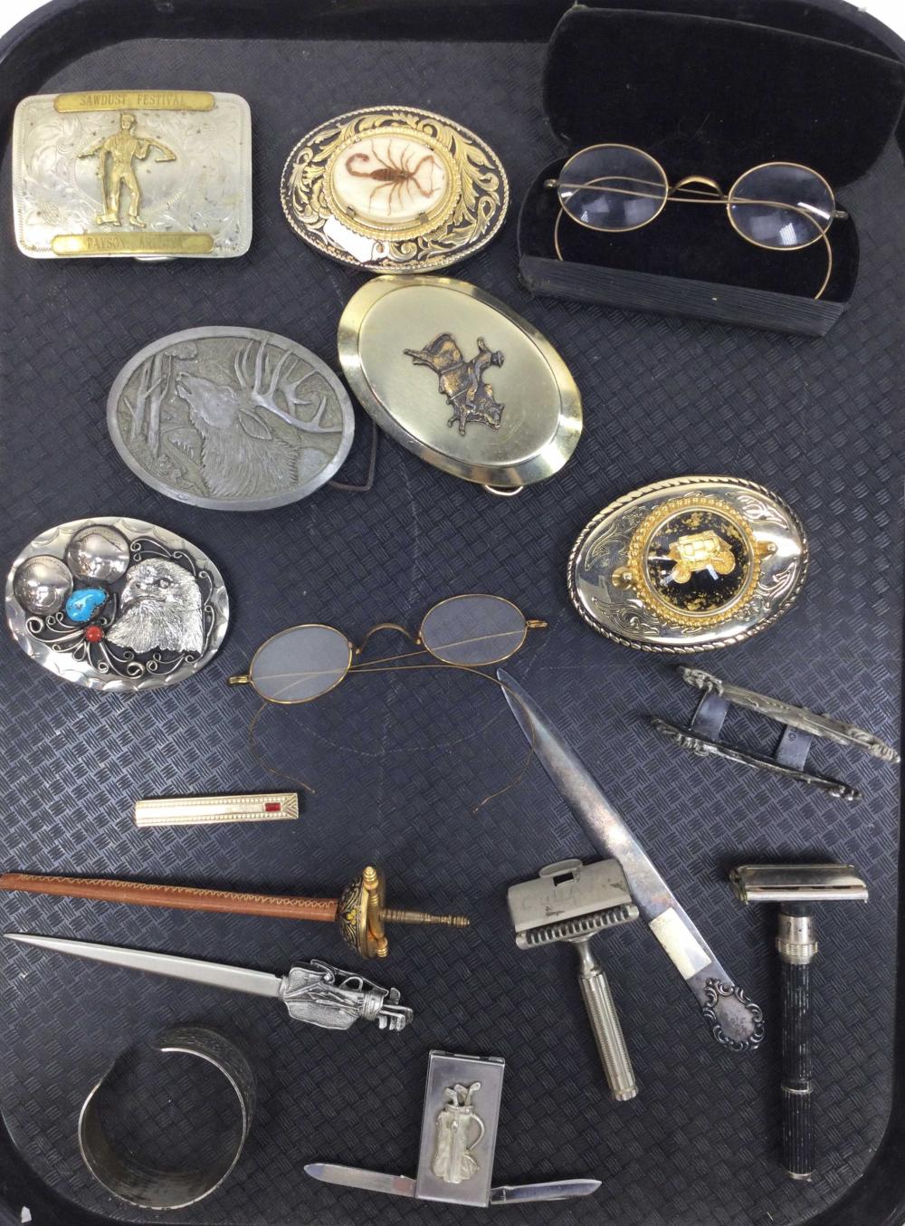 Assorted Belt Buckles, Letter Openers, Bracelet