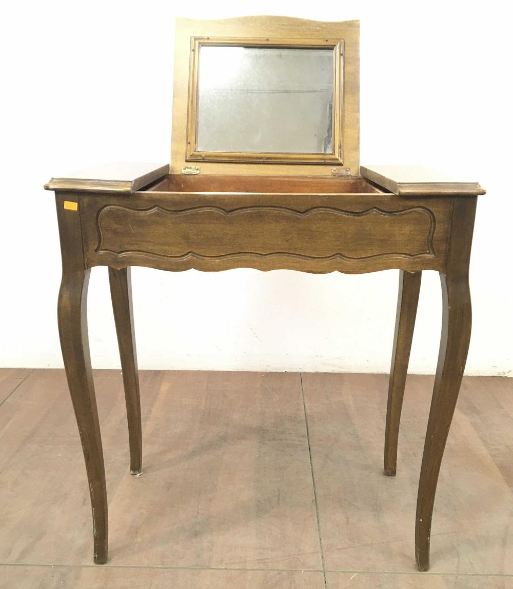 Vintage French Country Style Walnut Vanity & Interior Mirror