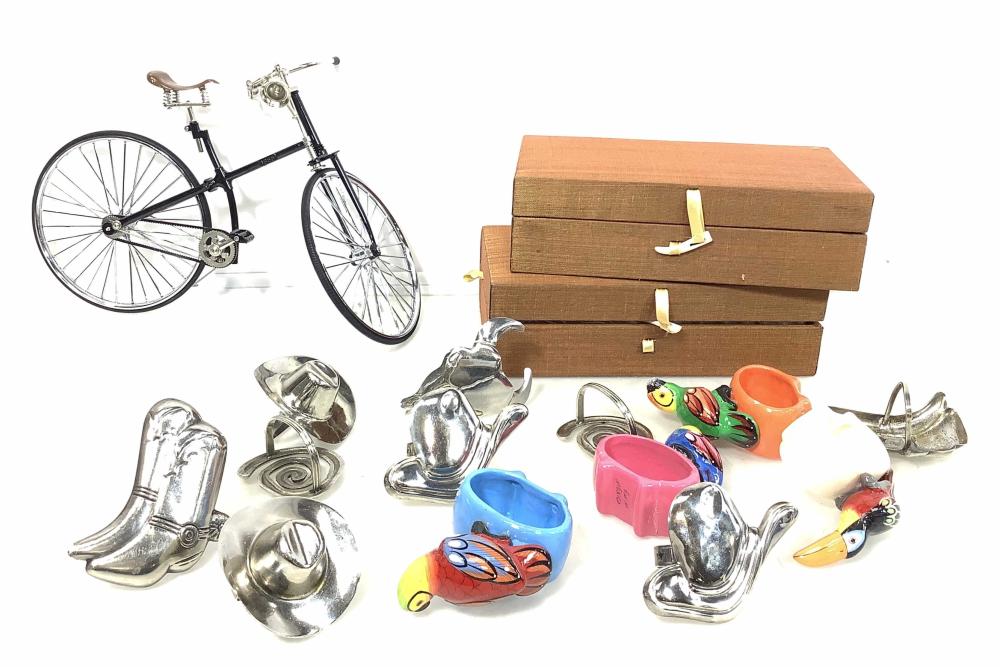 Bicycle Scale Model, Napkin Rings, S&P Shakers