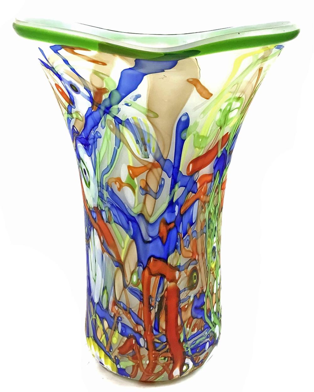 Large Millefiori Style Studio Art Glass Vase