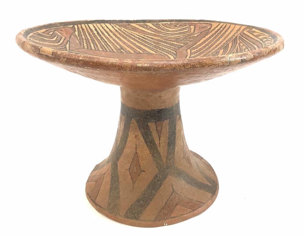 Pre Colombian Polychrome Mesoamerica Pedestal Bowl