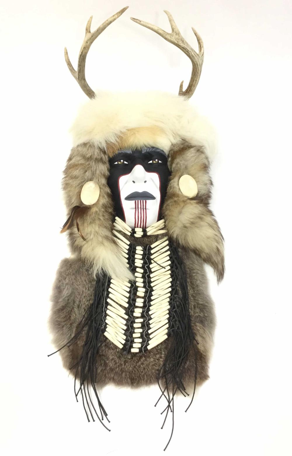 Native American Indian Face Mask With Antlers