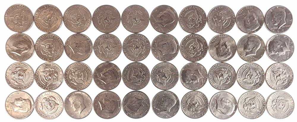 (40) 1970's Kennedy Half Dollar Coins