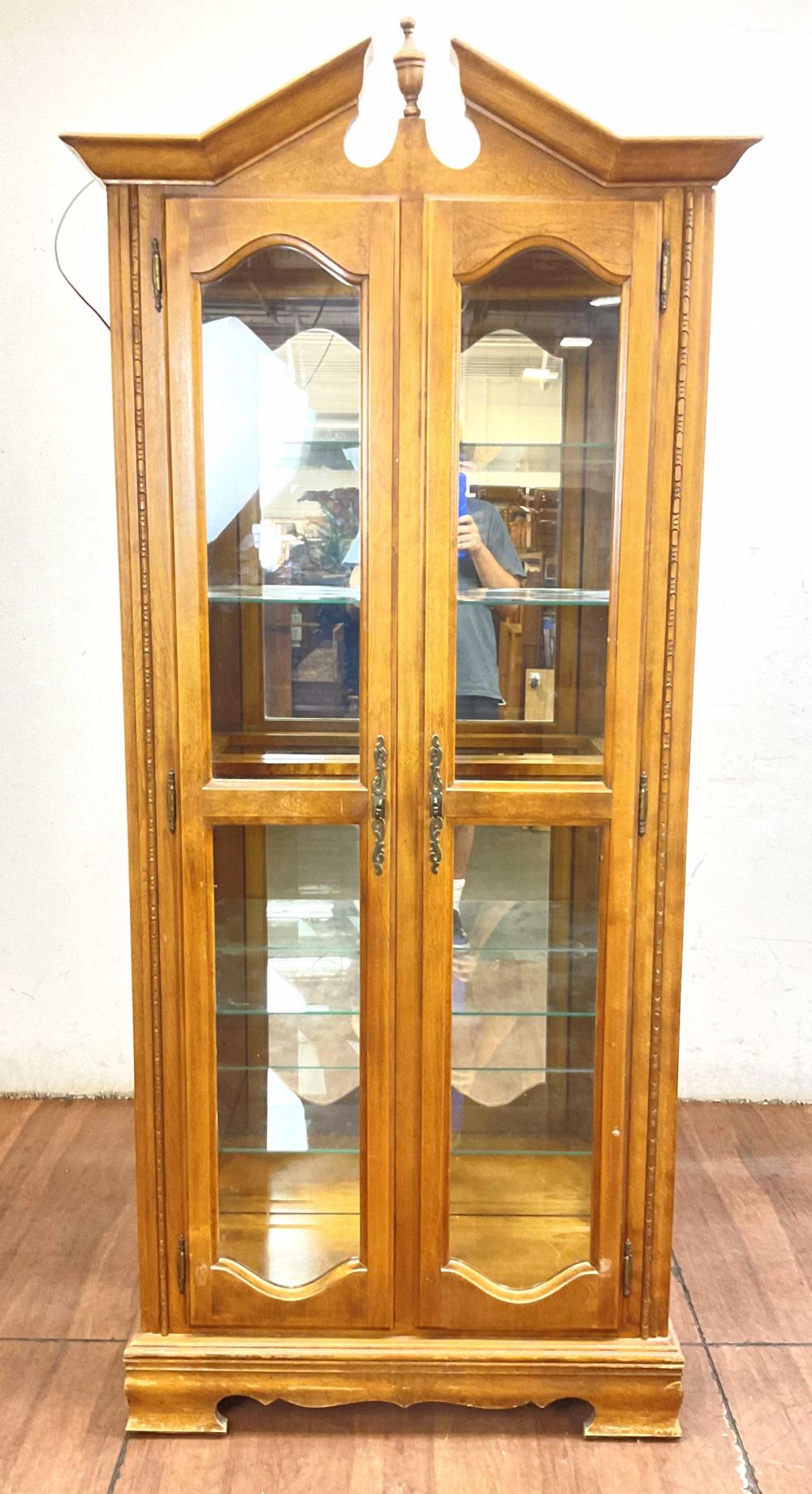 Neoclassical Inspired Illuminated Curio Cabinet