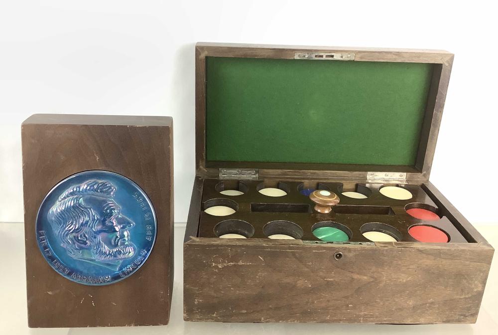 (2) Holly City Iridescent Glass & Bakelite Chips
