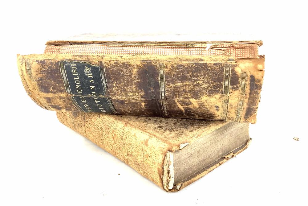 (2) Antique French & English Dictionaries
