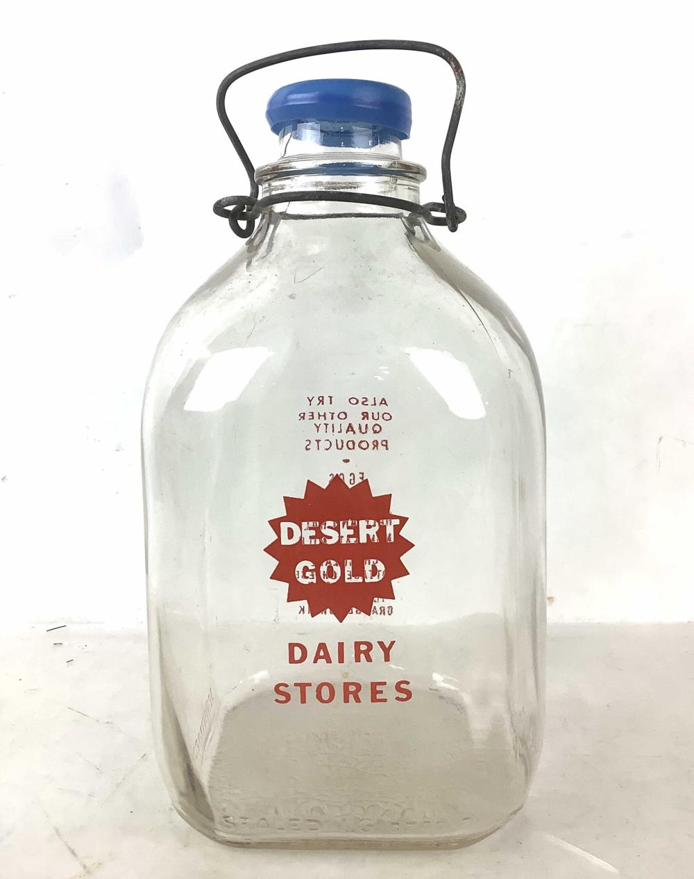 Vintage Desert Gold Diary Stores Glass Milk Jug