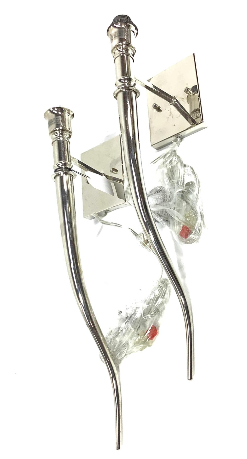 Pair Modern Chrome Electric Sconces