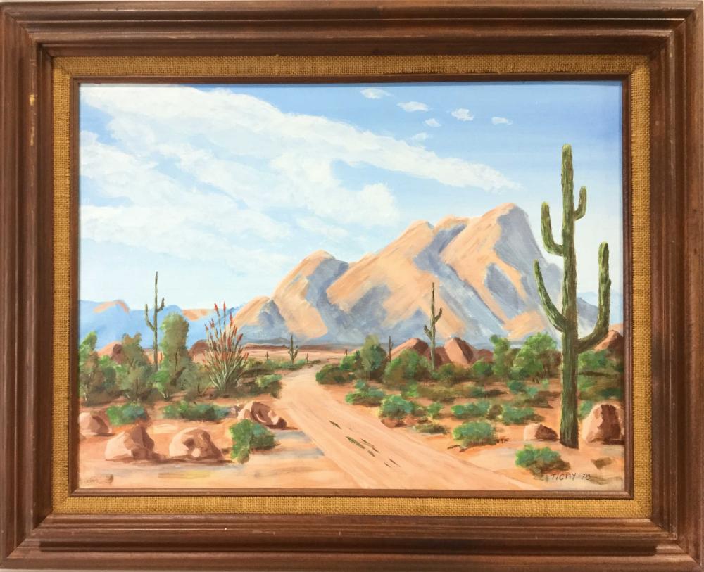 1978 Tichy, Oil On Board, Desert Landscape Art